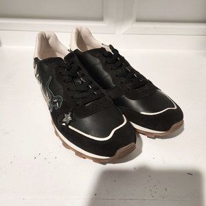 RARE Coach Sneakers Mens 12 Rexy Pactches Black with Dinosaurs